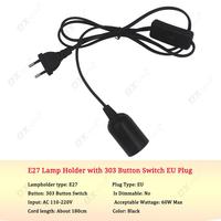 AU EU US Plug E27 support de lampe norme nationale 0.5mm fil de cuivre 303 interrupteur pleine dent E27 support de lampe base pour suspension