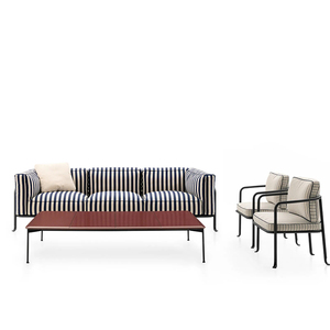 Moderno patio jardín muebles de exterior para todo tipo de clima sofá de <span class=keywords><strong>metal</strong></span> al aire libre marco de aluminio 3 asientos sofá Hotel piscina jardín sofá - Product Image 6