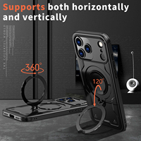 Casing ponsel dudukan putar 360 °, casing ponsel anti-jatuh magnetis untuk iPhone Air 17 Pro Max 16e 15 Plus 14 13 Samsung S25
