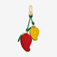 Sac à main portable en cuir PU avec fermeture éclair, motif dessin animé mignon de piment, logo personnalisé, vente en gros, modèle Yanzhi, avec breloque de suspension
