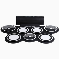 Kit de batterie électronique W759 en silicone souple avec pads réactifs réalistes, haut-parleurs intégrés et modes d'entraînement multiples pour débutants