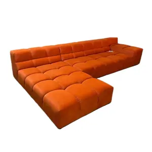 Sofa Modular Modern Minimalis, Kancing Kombinasi Ruang Tamu Bagian Sofa & Sofa Dalam Kain Beludru Gaya Bebas Konversi