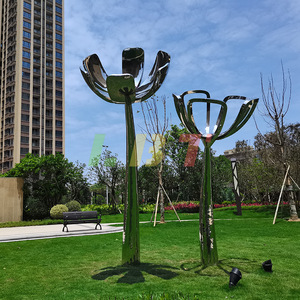 Libit Stainless Steel Petal Sculpture Outdoor Garden Art Mirror Finish Abstract Lotus Shape Handmade Customizable - Product Image 3