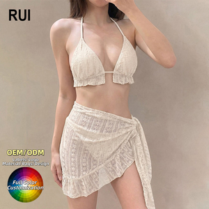 RUIQUWIN Ensemble Micro Bikini en Gros 2026 Maillot de Bain Femme à Strass Taille Haute Designer Imprimé Triangle Bikini Tenue de Plage - Product Image 1