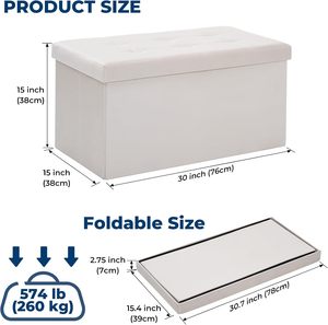 Banc de rangement pliable gris basique, gain de place, pour chaussures, armoire, garage, établi, chevet - Product Image 2