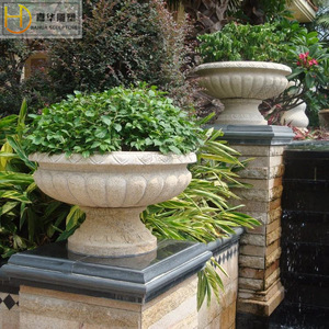 Jiahua <b>Small</b> Stone Basin Antique Style Garden Flower <b>Pot</b> Outdoor Planters Circular Design - Product Image 3