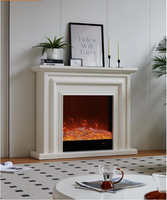 Cheminée électrique française 1,8/2,2/2,4 m avec meuble TV, simulation de flamme LED, télécommande, construction en bois, autoportante, pour usage hôtelier