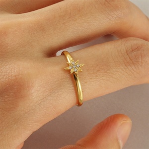 Wholesale Minimalist Jewelry Women Finger <b>Ring</b> Stainless Steel Adjustable Zircon Star Charm Cuff <b>Rings</b> - Product Image 3