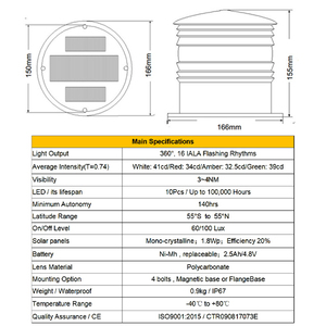 Boya de luz con energía <span class=keywords><strong>solar</strong></span> con ritmos IALA como marcas de iluminación de navegación de 3 ~ 4NM a bajo precio - Product Image 2
