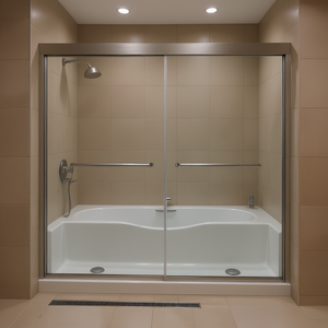 Puerta Corredera de Vidrio para Bañera, Acabado Níquel Cepillado, Semi-Sin Marco, Doble, 56-60 Pulgadas de Ancho x 62 Pulgadas de Alto, Acero Inoxidable 304 - Product Image 2