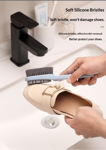Wholesale Double-Sided Shoe Brush Soft Bristled Cleaning <b>Silicone</b> Head Long Handle Clothes Shoes Household Cleaner <b>Tools</b> - Product Image 6