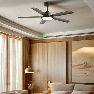 Ventilateur de plafond intérieur noir de 52 pouces avec lumière LED et télécommande, 5 pales, construction métallique, moteur DC silencieux, design moderne - Product Image 3