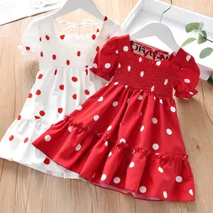 Abito da principessa a pois in Chiffon nuova estate della neonata per 2-7 anni ragazze bambini manica corta Casual abbigliamento estivo per bambini