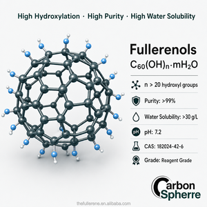 Fullerenolo Idrossilato Idrosolubile, Fullereni 99% Grado Reagente C60(OH)n N>20 Polvere Nera - Product Image 5