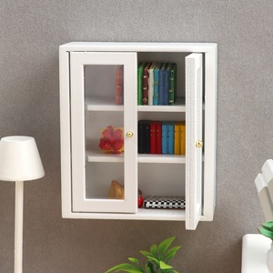 1:12 Puppenhaus-Miniaturmöbelmodell, weißer, an der Wand montierter Aufbewahrungsschrank aus Holz - Product Image 2