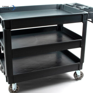 Heavy Duty Rolling Utility <strong>Service</strong> <strong>Cart</strong> for Warehouse/Garage/Restaurants/Offices, HDPE Shelves, 5" Caster Wheels - Product Image 4