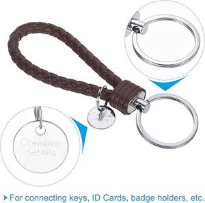 Llavero de cuero trenzado hecho a mano con anillo de acero inoxidable, correa colgante de diseño para coche para hombre, accesorios de moda para mujer - Product Image 3