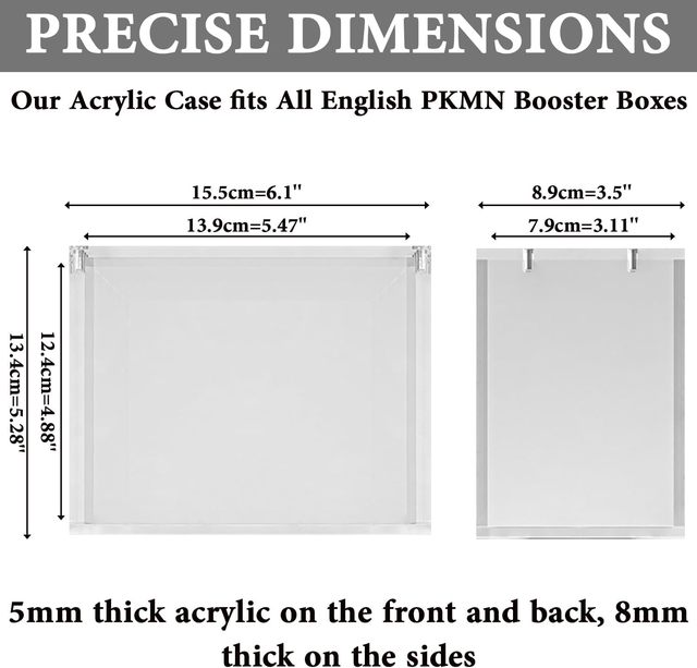 pokmon booster box dimensions cm EVORETRO Acrylic Display Case (Pokmon Box)  KunaiGames Snug Fit Pokmon ETC Acrylic Display: Premium
