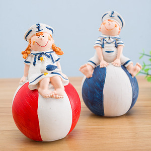 Poupées de couple mariniers de style méditerranéen, artisanat en résine, décoration d'intérieur, figurines artistiques pour garçons et filles - Product Image 1