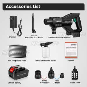 Nettoyeur haute pression portable sans fil 20000/30000 mAh 500W 100 bars pour voiture, pistolet à eau, prise UE - Product Image 6