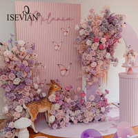 ISEVIAN Mur de fleurs artificielles 3D, arche de fleurs, arrangement floral pour la décoration de mariage, scène