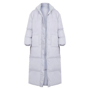 Piumino Casual da donna con collo alto caldo invernale <span class=keywords><strong>grigio</strong></span> con Zip piumino Extra lungo - Product Image 6