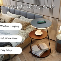 Table de chevet intelligente créative avec chargeur sans fil et lampe de chevet LED, lampe de sol en bois