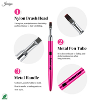 Ensemble de pinceaux à ongles en nylon avec manche métallique rose à verrouillage magnétique, vente en gros pour les fournitures de beauté, directement du fabricant