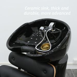 Modern Comfortable Black PU Leather Wood Frame High-Density Sponge <b>Adjustable</b> <b>Footrest</b> Eco-Friendly Durable Salon Shampoo Chair - Product Image 2