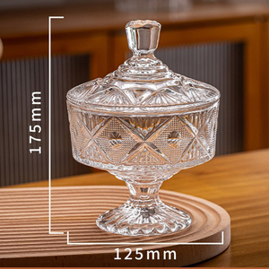Luxury Hot Selling Glass Candy Jar With Lid Glass Candle Holder For Candy Nuts