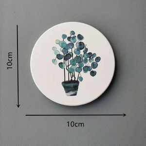 European Style Silk Screen Printed Ceramic Coaster Retro Floral Pattern Creative Waterproof Insulated <b>Pad</b> for Coffee Promotional - Product Image 1