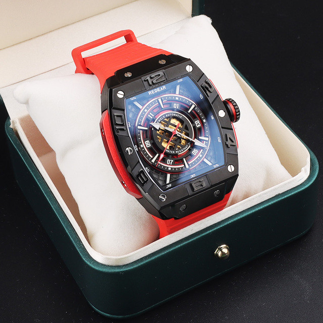 High End Miyota Automatic Tourbillon Mechanical Watch with Rubber Band Water Resistant & Alarm by Sparkling Designer
