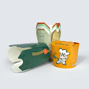 O cartão descartável da caixa chinesa do macarrão do papel leva embora a caixa do alimento para o macarrão