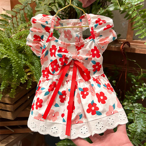Pet <b>Clothes</b> Floral Dress Summer Breathable Skirt <b>For</b> <b>Cat</b> Dog Puppy Teddy Bichon Corgi - Product Image 4
