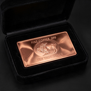 10 Ounce .999 Fine Copper Bullion <b>Bar</b> Embossed Buffalo Pattern Solid Copper <b>Raw</b> Ingot - Product Image 3