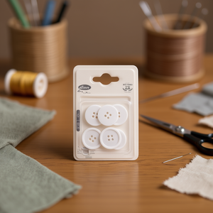 Bottoni bianchi Ilan da 25 mm, 6 pezzi, per cucito e artigianato - Product Image 2