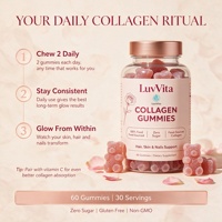 Gummies au collagène sans sucre LuvVita avec peptides hydrolysés pour la santé des cheveux, de la peau et des ongles, faciles à mâcher, 60 unités, complément alimentaire