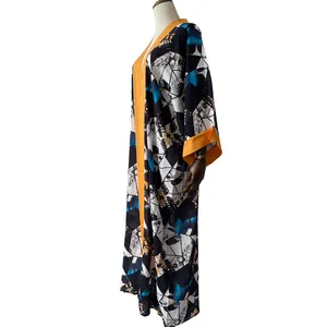 Custom Foto Ontwerp Digital Print Zomer Sexy Lange Kimono Vest Unisex Robe