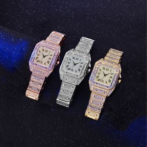 Montres Hip Hop Iced Out carrées scintillantes en quartz pour hommes et femmes, montres Bling entièrement serties de strass, montres de rappeur tendance (WT2249) - Product Image 3