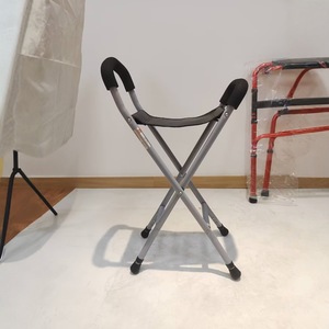 <b>Folding</b> Cane <b>Stool</b> Aluminum Alloy Lightweight Adjustable Seat For Elderly Mobility Aid - Product Image 1