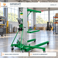 Lève-matériaux manuel en aluminium léger, 11,5 pieds, charge maximale de 880 lb, conception pliable, treuil manuel pour travaux de manutention