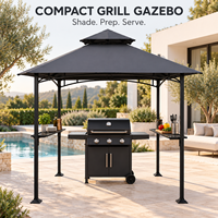 Gazebo à double niveau ventilé avec structure en fer thermolaqué pour barbecue de patio et cuisson en extérieur