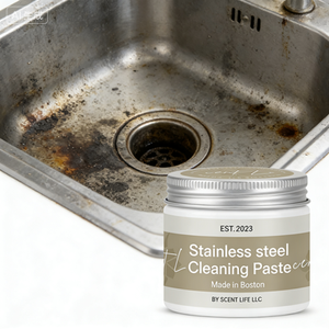 Pâte nettoyante pour acier inoxydable, détachant, baume nettoyant pour acier inoxydable, formule non toxique et écologique pour usage domestique et commercial - Product Image 1