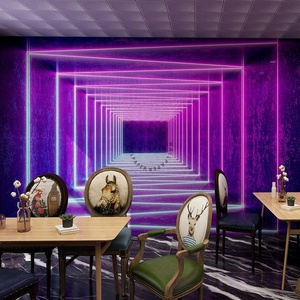 Carta da Parati Moderna con Effetto <span class=keywords><strong>3D</strong></span> e Illuminazione al Neon, Impermeabile e Antistatica, Motivo Botanico per Sfondo Bar - Product Image 3