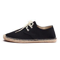 Espadrilles décontractées pour hommes, style espagnol, en toile bleue, à lacets, semelle en jute respirante, pour la marche - Vente en gros