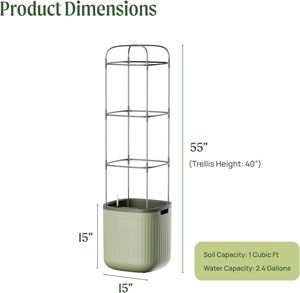 Caja de maceta de tomate de jardín con enrejado, cama de jardín elevada rodante de riego automático para plantas de verduras trepadoras - Product Image 5