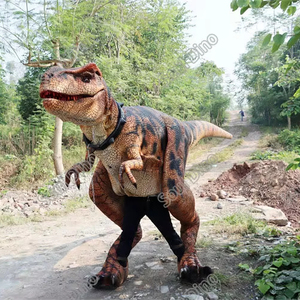Costume de dinosaure <span class=keywords><strong>T</strong></span>-<span class=keywords><strong>Rex</strong></span> personnalisé, marron, avec jambes apparentes, sons de rugissement, structure métallique et peau en silicone, pour parcs d'attractions et d'aventure - Product Image 1