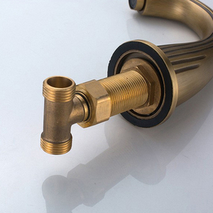 Robinet de lavabo double poignée en laiton doré, eau froide et chaude, 3 trous, style antique de luxe, pour salle de bain TZZJ-B-002 - Product Image 5