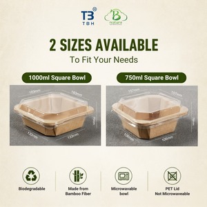 Bol carré jetable de qualité certifiée 750 ml, biodégradable, de qualité alimentaire, pour l'emballage alimentaire commercial, les collations, les sandwichs, la restauration - Product Image 6