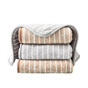 ผ้าเช็ดจานถ่านไม้ไผ่ลายทางสีน้ำตาลและสีเทา ซึมซับได้ดี ไม่ติดคราบ สำหรับทำความสะอาดหม้อและกระทะในครัว - Product Image 1